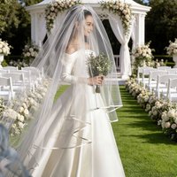 New Arrival Ribbon Edge Wedding Veils Tulle Long Bridal Veil Two Layer Bridal Veil Long Bridal Party Veils Wedding Accessories