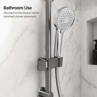 ABS No Drill Shower Head Holder Clamp On Adjustable Bracket for Round Shower Rod Handheld Showerhead Bathroom Accessory