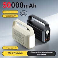 50000mAh Power Bank 22.5W Super Fast Charging Built-in cable Camping Iight Outdoor Large Capacity Emergency Power Supply