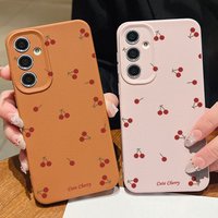Red Cherry Case For Samsung Galaxy S25 Edge S26 S24 S23 S22 Ultra Plus S25 S24 FE A57 A37 A17 A56 A55 A36 A15 A16 Silicone Cover