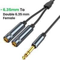 High Quality 6.35mm 1/4'' TRS Stereo Male to Dual 6.35mm 1/4'' TRS Stereo Female Adapter Cable Audio Splitter Extension Cord
