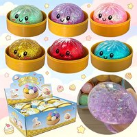 6 styles Realistic Giant Dumpling Squeeze Toy with Bamboo Steamer Soft TPR Dough Ball Decompression Toy Funny Creative Gift