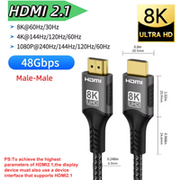 8K HDMI 2.1 Cable 1m 2m 3m 5m Long 8K@60Hz 4K@120Hz High Speed 48Gbps eARC HDR Video Cable Adapter For TV PC RTX 3080 Laptop PS4