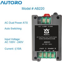 Autoro AB220AC Automatic Transfer Switch ATS Dual Power 10A 100-240V w/ LED Indicator for Generator Backup Power Safe Enclosure