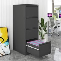 4 Drawer File Cabinet with Lock, Vertical Metal File Cabinet Organizer, Heavy Duty Filing Cabinets Lockable Storage Drawer for L