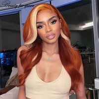 Raw Human Hair Water Wave Lace Closure Wig Cheap Wigs Pre‑Plucked Customize Hairline Dark White Ombre Glueless Human Hair Wig