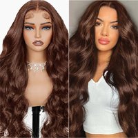 36 Inch Chocolate Brown Body Wave HD Lace Front Human Hair Wig Brazilian 13x6 Lace Frontal Wigs Preplucked for Women 200 Density image 4