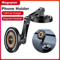 Support de téléphone magnétique pour voiture 15W, chargeur sans fil, Rotation, charge rapide pour IPhone 16 15 14 13 12