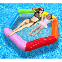 Colorful Hexagonal Inflatable Floating Mat, Water Lounge Chair & Pool Float for Leisure Swimming