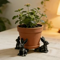 3pcs Cute Resin Rabbit Pot Support Stand Multiscene Desktop Garden Home Decor Storage Ornament