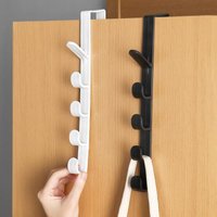 1Pcs Over The Door Hook Hanger 5-Hook Plastic Handbag Organizer Rack Kitchen Bathroom Behind The Door Towel Hanger Storage Hooks