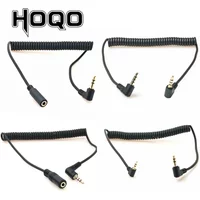90 Degree 3.5mm 3/4 Pole Male TRS to TRRS 3.5/2.5mm 3/4 Pole Male/Female Headphone Stereo Audio AUX Spring Coiled Spiral Cable