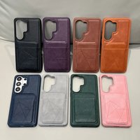 Business Card Slot Wallet Leather Texture Case For Samsung S26 S25 Edge S24 S23 S22 Plus Ultra FE 2in1 Stand Holder Bumper Cover
