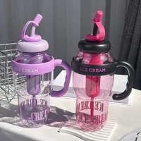 1PC 1300ML Portable Plastic Cup Large Capacity Plastic Straw Drink Bottle Outdoor Travel Portable Gym Fitness Summer Water Cup