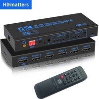 HDMI Matrix 4X2 with Audio 4K 60Hz HDMI 4 in 2 out Matrix Switch splitter HDCP 2.2 EDID Audio for PS4 Xbox DVD HDTV amplifier