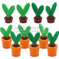 MARUMINE MOC Building Blocks Potted Plant 50Set DIY Garden Jungle Brick Parts Accessories Leaf Grass Compatible with 30126 95343