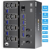 KVM Switch 3/2 Monitors 3 Computers 8K@60Hz,HDMI Displayport Triple Monitor/Dual Monitor Mixed Display KVM with 4 USB 3.0 Ports image 4