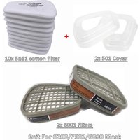 6001/6002/6004 Cartridge Box 5N11 Cotton Filters Set For 3m 6200/7502/6800 Dust Gas Masks Chemical Painting Spraying Respirator