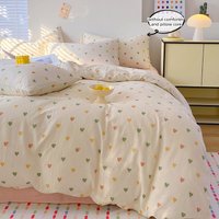 3 Piece Sheet Set Colorful heart-shaped print duvet cover Set , comfortable Bedding Set Bedspread for All Season
