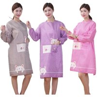 Long Sleeved Women Overall Apron Waterproof Cooking Full Wrap Kitchen Aprons Household Adult Bib Restaurant
