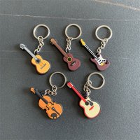 Creative Mini Musical Instrument Keychain Cute Silicone Guitar Piano Saxophone Key Chain Backpack Car Ornament Musician Jewelry