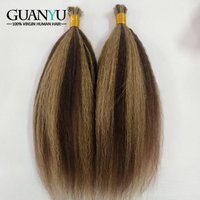 P4/27 Honey Blonde Brown Highlighted Hair Bulk Micro Braiding Hair Weaving Kinky Straight Human Hair Bundles Extensions 1Pcs