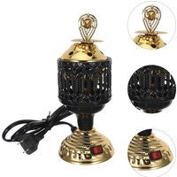 Small Electric Incense Burner Middle Eastern Moroccan Style Decorative Metal Mabkhara for Oud Bakhoor Chips Smokeless Plug-in