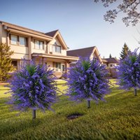 Faux Purple Lavender Flower Ball Bush Artificial Plant for Backyard Garden Decorations and Outdoor Arrangement
