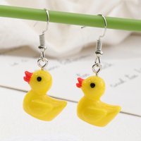 Cute Little Yellow Duck Earrings for Women Fashion Enamel Resin Cartoon Animal Drop Earring Jewelry Gifts