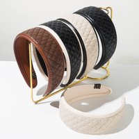Arrival Retro Contrast Color Fabric Headband Wide Edge Leather Texture Rhombus Grid Hairband Daily All-match Hair Accessories