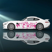 Purple Butterfly Flower Pattern Car Side Sticker Vinyl Self-adhesive Paper Motorsport Paint Decal Suitable for Car Truck Suv