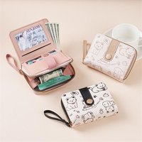 Japanese Cute Cat Girls Wallet Short Student ID Bank Card Holder Money Bag Zipper Wallets For Women Key Storage Purse Coin Purse