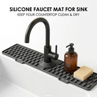Double Buckle Silicone Metal Faucet Mat Splash Guard Basin Protector Non-Slip Kitchen Dishwashing Pad Countertop Organizer