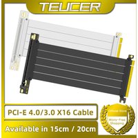 TEUCER PCI-E 4.0 X16 Riser Cable Video Card Extension Shielded Flexible 90° Mounting GPU Extension Cord Black/White