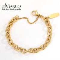 eManco Handmade Chain Fashion Jewelry Punk Stainless Steel Chain BraceletWomen Gift Wedding Bracelet Birthday Party Wholesale