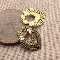 8pcs 48x37mm(1.89x1.46inch) 2 Colors Antique Gold Color Antique Silver Color Vintage Carved Earrings Pendants