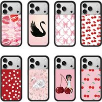 Wildflower Cute 3D sweet Red cherry Strawberry Phone Case for iPhone 17 12 13 14 16 15 Pro Max WF Ballet shoes Cute Swan Cover