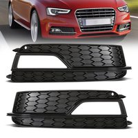 2pcs Front Bumper Light Cover For AUDI A5 S-Line S5 2013 2014 2015 2016 2017 Trim Grill Glossy Black Kit 8T0807681K 8T0807682K