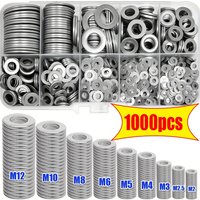 1000piece set of M2-M12 stainless steel flat washers, for home maintenance, industrial repair, and outdoor building maintenance.