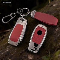 Zinc Alloy + PU Leather Car Key Case Fob Cover Holder for Mercedes Benz A C E S Class GLS GLA GLC CLS W205 W222 W213 W177 X167