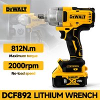 Klucz udarowy akumulatorowy bezszczotkowy Dewalt DCF892 o wysokim momencie obrotowym, 20V, elektryczne narzędzie, 812 N.m, mocny, przenośny klucz dynamometryczny