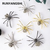 1PC Natural Healing Stone Chalcopyrite Crystal Cluster Animal Figurines Spider Crystal Crafts Ornament For Halloween Gifts