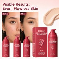 Korean Color Changing Foundation for Mature Skin SPF 15 Hydrating Liquid Concealer for Fine Lines & Wrinkles Dewy Natural Finish