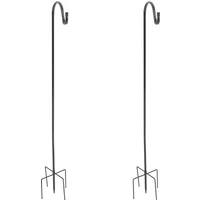 2 Pcs Shepherd Hook Small Shepherds Wood Pile Iron for Plant Stand Hangers Outdoor