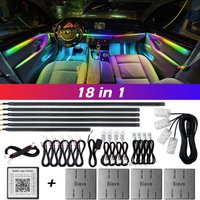 18 w 1 Dual Zone Symphony Streamer Car Ambient Light Interior LED Full Color RGB Neon Acrylic Strip Atmosphere Lighting Kit App