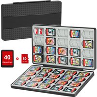 Game Card Case for Switch 2 & Switch OLED & Lite, Memory Storage Holder with 40 Game Card Slots and 80MicroSD Cards S