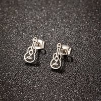 1 Pair Stainless Steel Music Instrument Guitar Stud Earrings for Women Girl Earing Musical Stud Earrings Party Gift