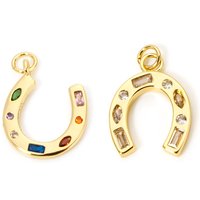 1 Piece Brass West Cowboy Charms 18K Real Gold Plated Luck Horseshoe Pendants For DIY Necklace Jewelry Making