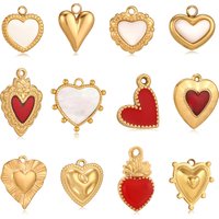 3Pcs Red Love Heart Charms Stainless Steel Valentine's Day Pendants for Earrings Bracelets Necklaces Jewelry Making DIY Crafts