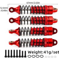 Aluminum Shock Absorber Set for TRAXXAS 1/18 LaTrax Teton Rally 7665 - 4pcs Upgraded Metal Damping Shocks, Full Set Replacement